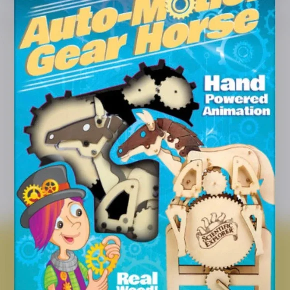 NEW Auto Motion Gear Horse Kit Kids Wood Toy Build Yourself Scientific Exploror - Picture 14 of 14